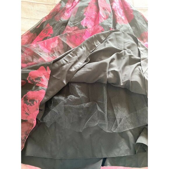 Eliza J Women's Jersey Black And Red Floral Ball Gown - 4 - Picture 7 of 13